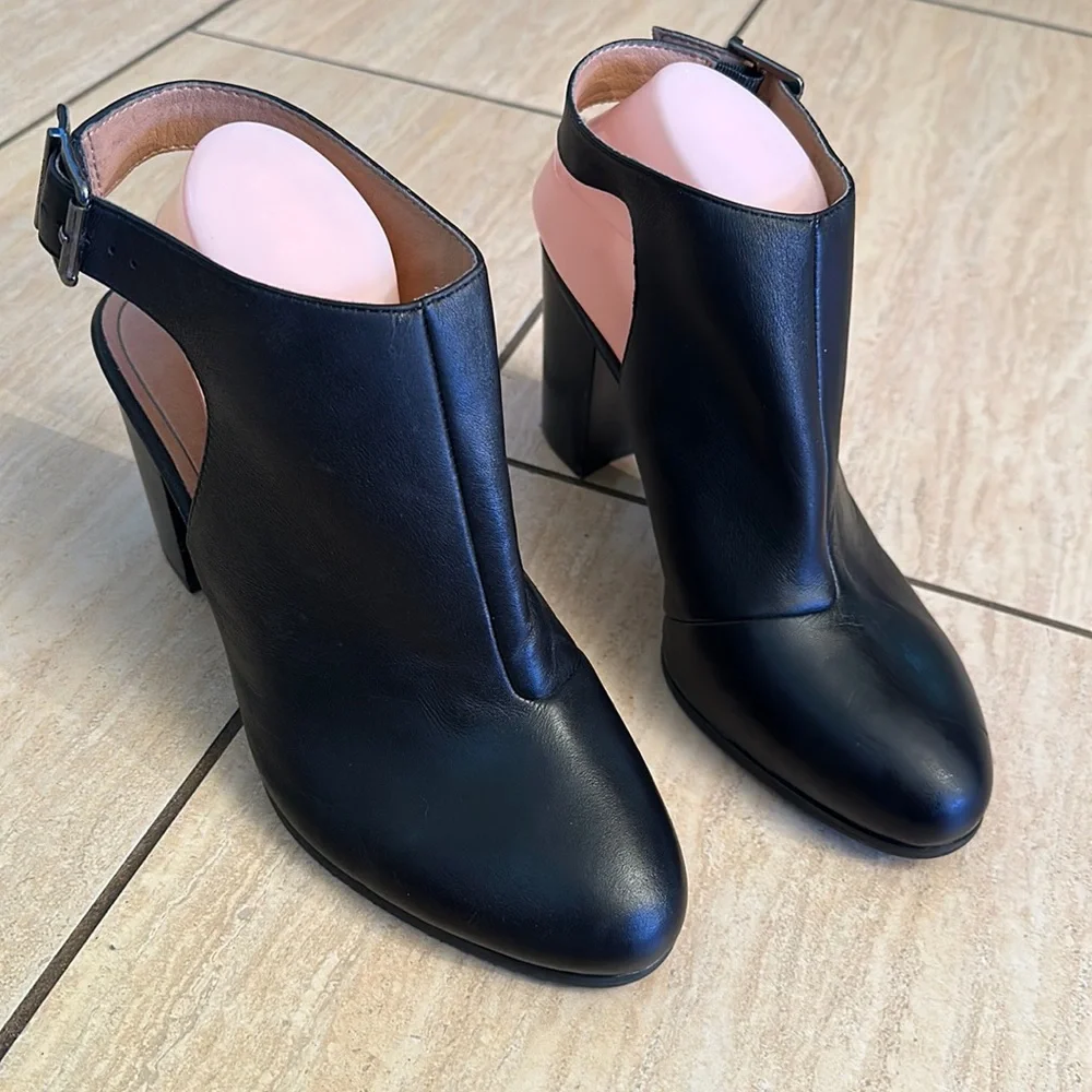 Vionic Lacey Leather Open Heel Booties - Picture 3 of 14
